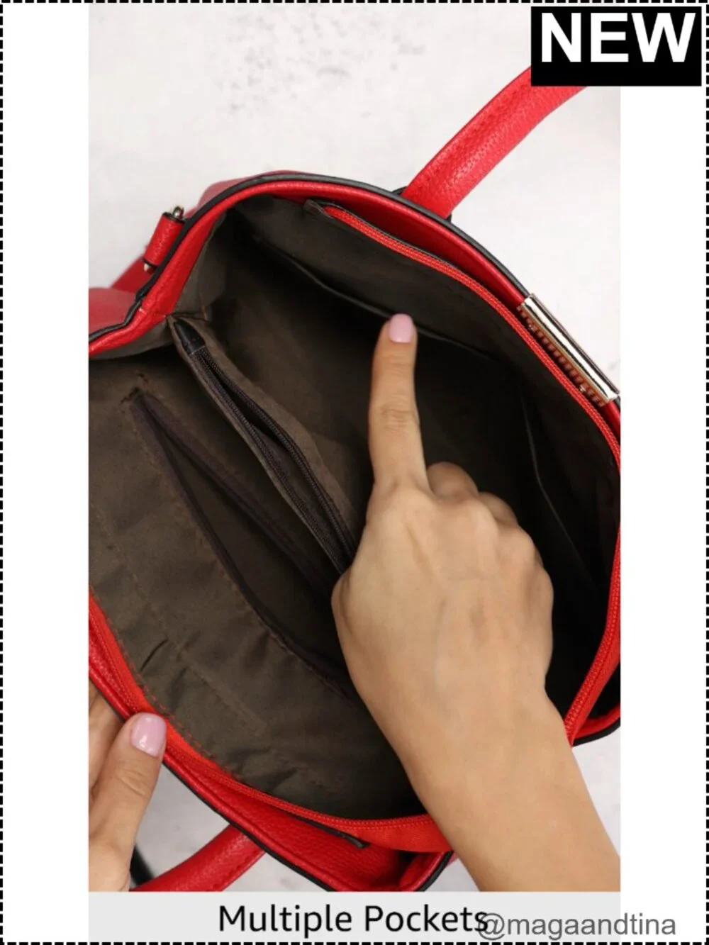 Women's Satchel Tote PU Leather Crossbody Bag with Gold-Tone Hardware
